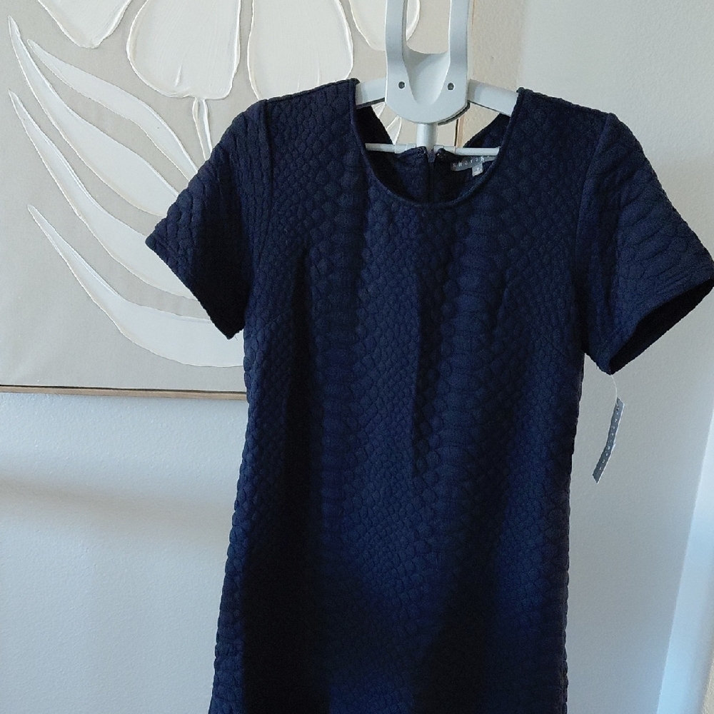 Sharagano Navy Textured Mini Dress